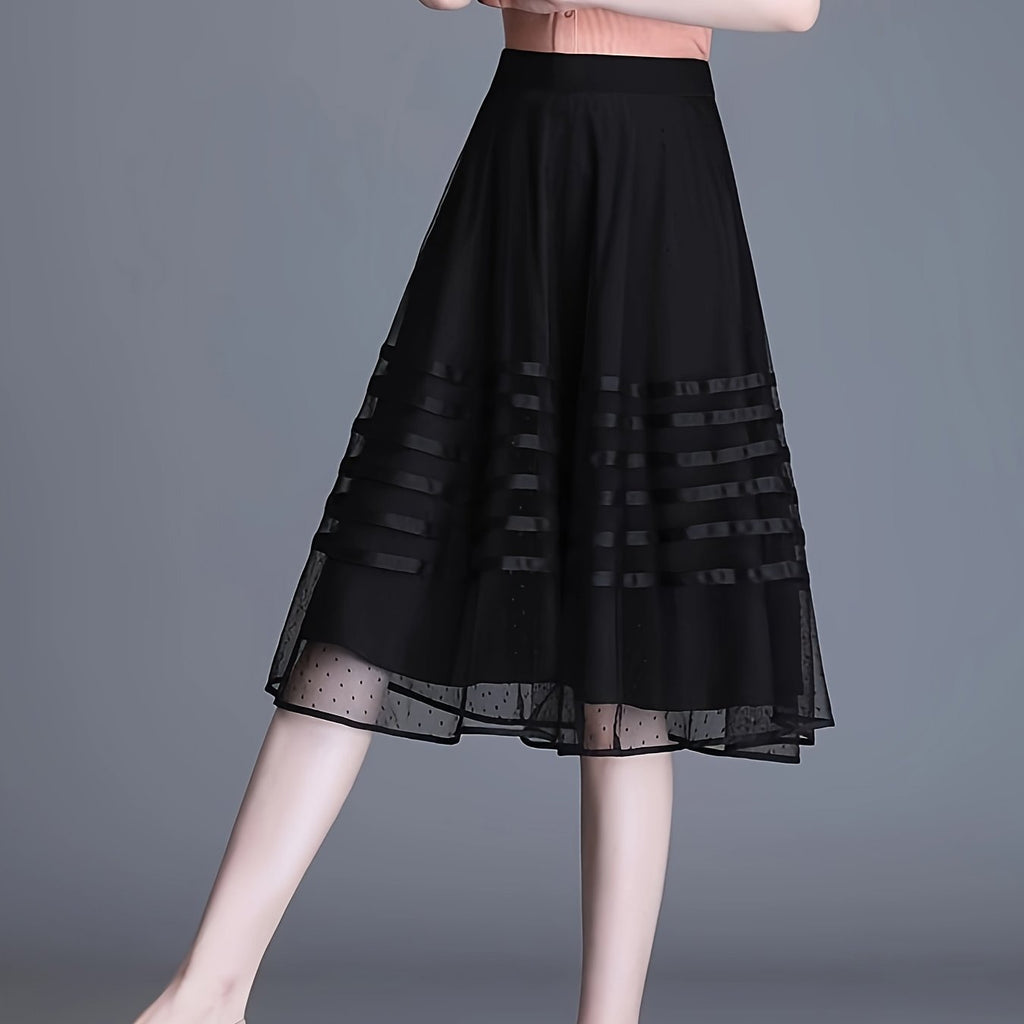 Boutique Pleated Skirt for Easy Styling with Striped Pattern