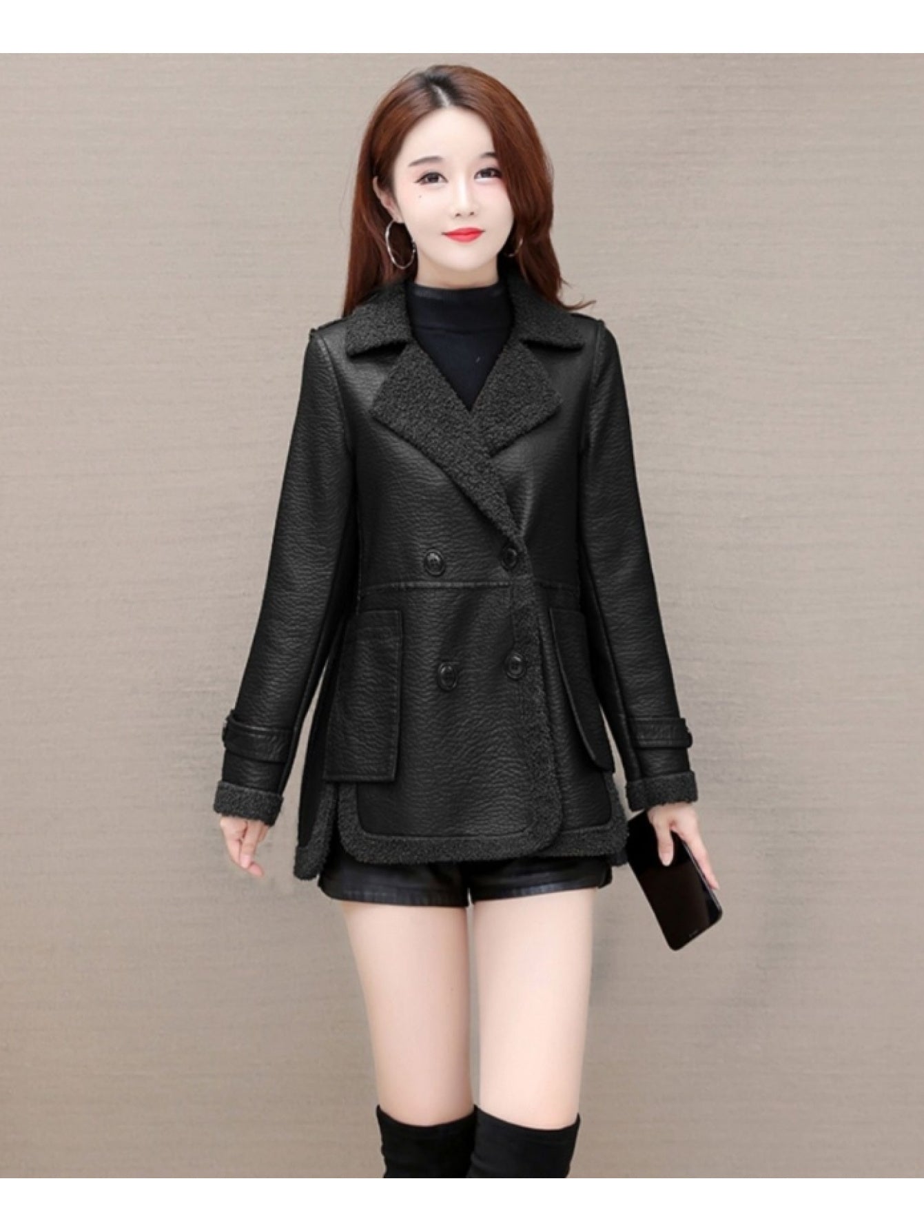 Boutique Faux Leather Jacket for Easy Styling with Faux Leather Finish
