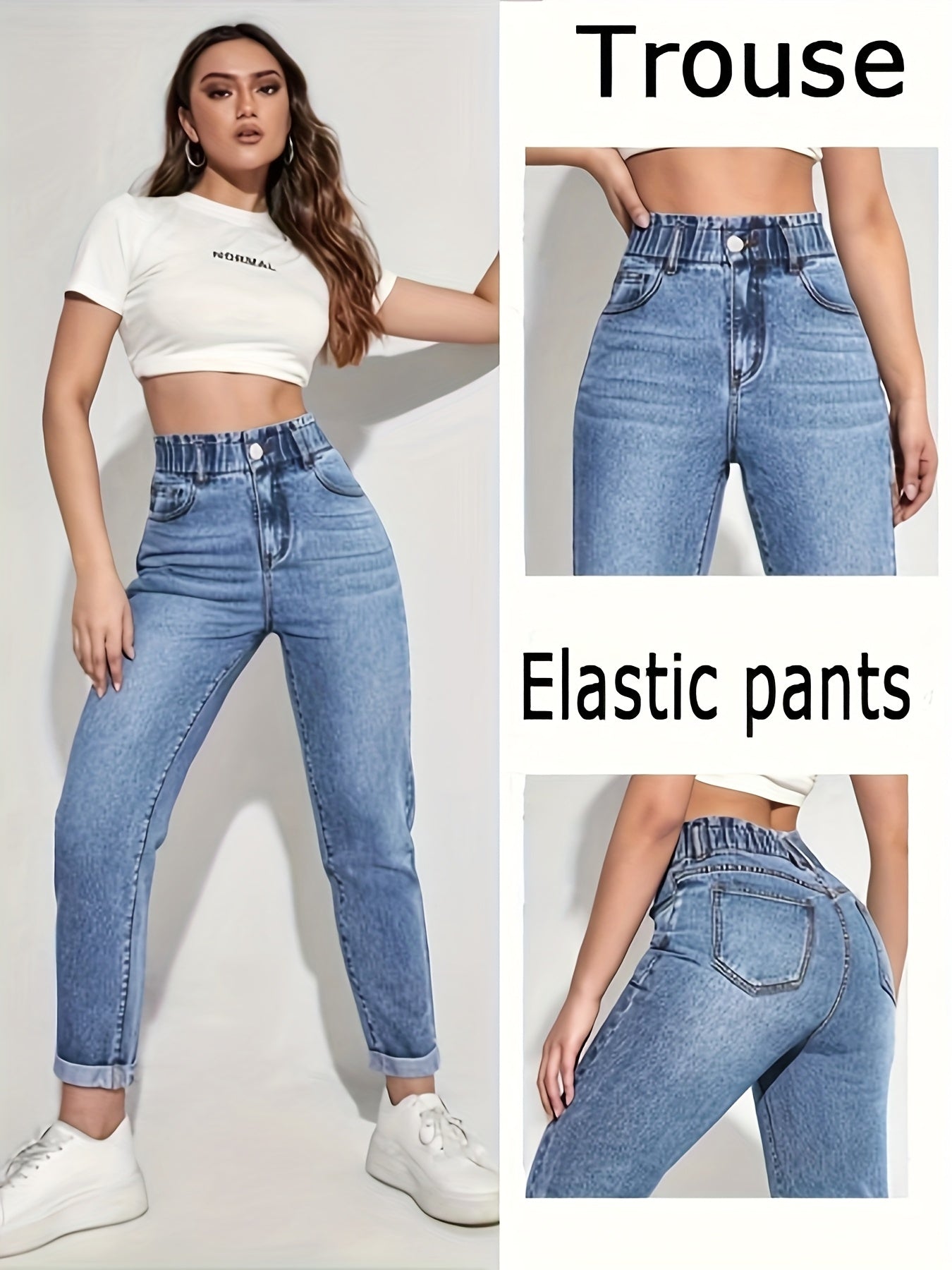 Boutique High-Waist Jeans for Easy Styling with Denim Look