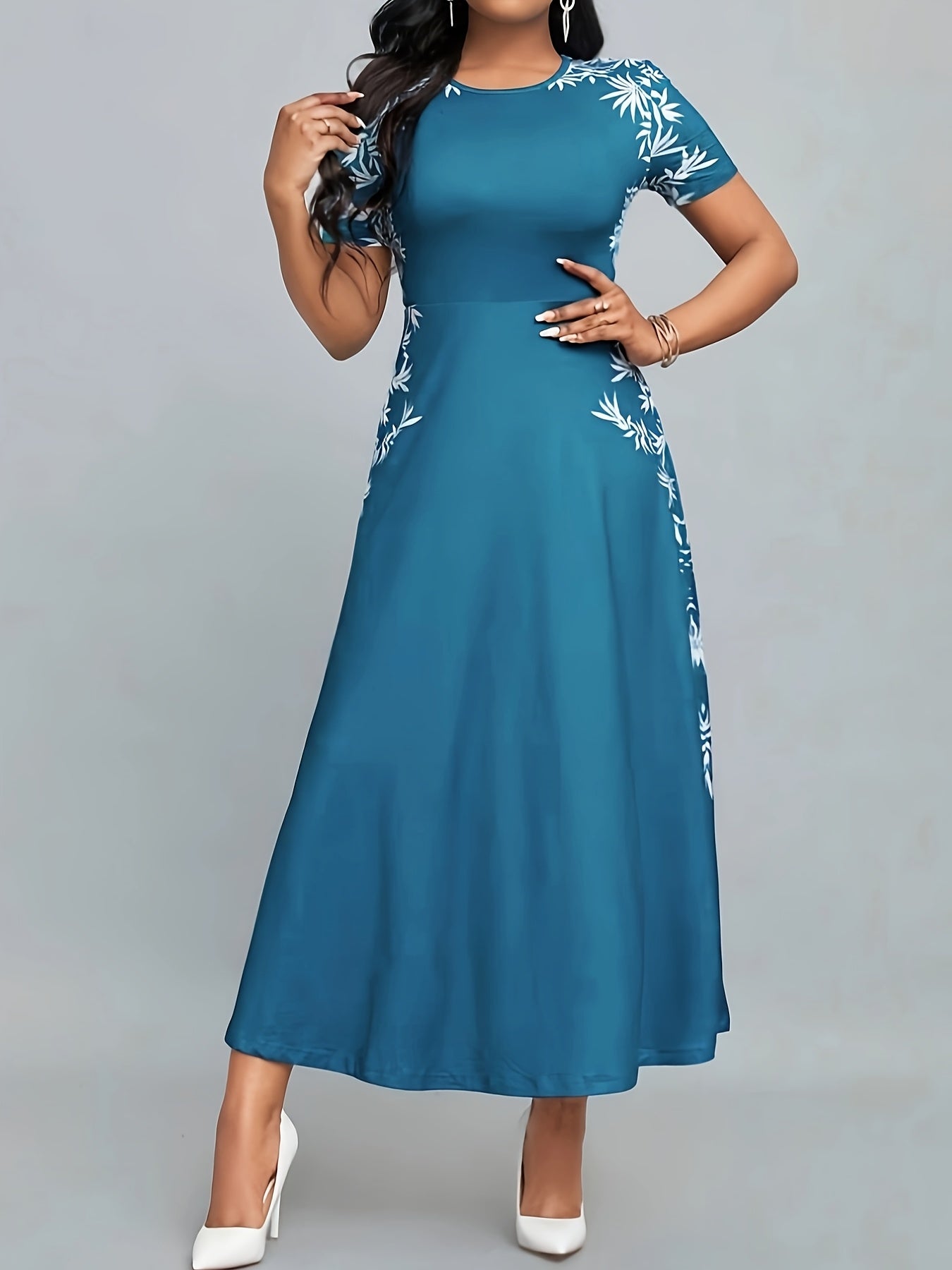 Printed Dress with a Refined Everyday Fit with Crew Neckline