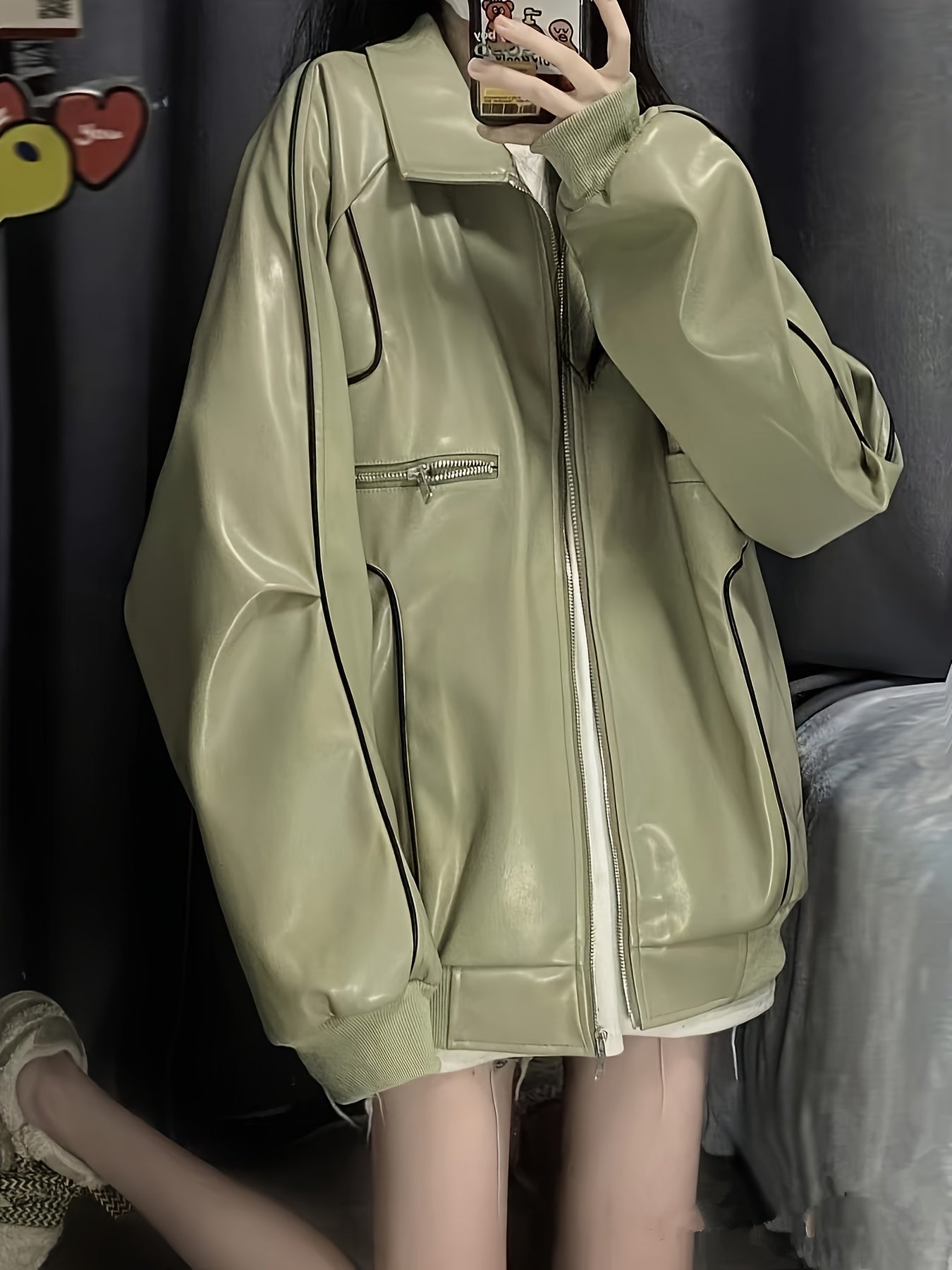 Boutique Faux Leather Moto Jacket for Easy Styling